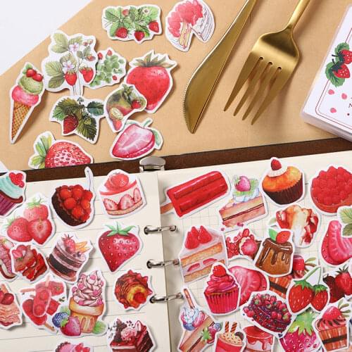 100pcs/Box Cute Strawberry dessert Stickers Kawaii Sticker for Girl Planner Scrapbooking Stationery Japanese Diary Stickers