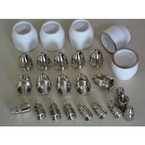 25pcs P80 Nozzle Electrodes Shield Cup Fit P-80 Air Plasma Cutter Cutting Torch Panasonic 80Amp