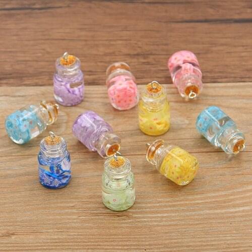 5pcs 15*28mm 6 Color Transparent Flower Charm Bottle Pendant With Box For Bracelet Necklace Jewelry Making DIY Earring Finding