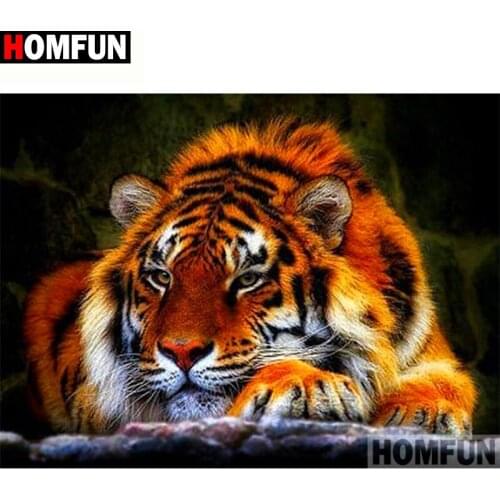 HOMFUN Full Square/Round Drill 5D DIY Diamond Painting "Animal tiger"3D Diamond Embroidery Cross Stitch Home Decor A19995