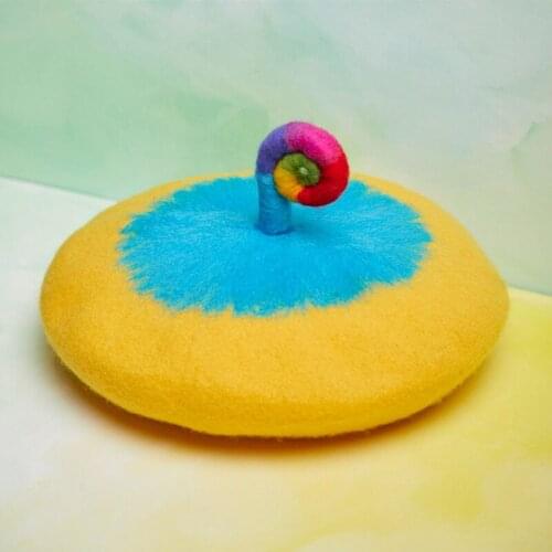 Beret Novelty Elf Handmade Wool Felt Painter Hat Creative Gift Street Fashion Women French Hat Autumn Winter Warm Cute Berets