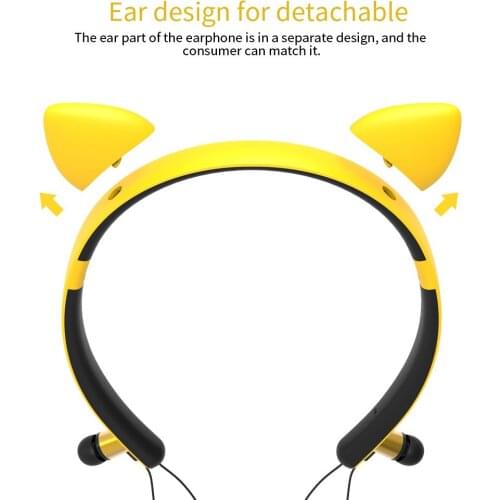 Bluetooth Headphone Cute Cat Cosplay Wireless Earphone Stereo Earbuds Magnetic Bluetooth Headset With Mic For Phone Girls Gifts