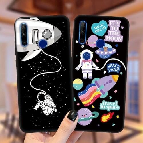 Cute Planet Star Space Black Soft Silicone Phone Case Cover For Huawei Honor 30 20 Lite 10i 20i 30i 9X 8X Mate 10 20 Lite Pro