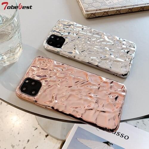 Rose Gold Uneven Phone Case for iPhone 11 pro Max X XR XS Max 8 7 6 6s Plus 8Plus Soft TPU Silicone Case Cover for iPhone XS MAX