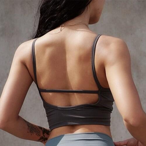 CretKoav Women Yoga Shirts Sexy Camisole Tank Shockproof Sports Bra Crop Top Quick Dry Gather Running Gym Fitness Top Vest