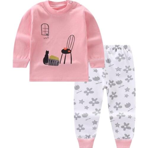 Childrens Cotton Underwear Clothes Sets Baby Boys Girls High Quality Kids Pajamas Tollder Cute Cartoon Pattern Casual Sleepwear