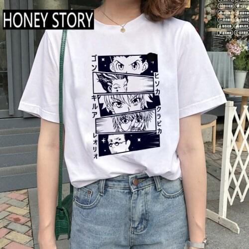 Men Harajuku Kawaii Killua Tshirt 90s Japanese Anime Hunter X Hunter T-shirt Graphic Tees Funny Hisoka T Shirt Tops Unisex Male