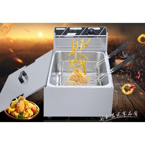 Electric Deep Fryers blast furnace big single cylinder frying pan commercial chip machine 12L large capacity NEW