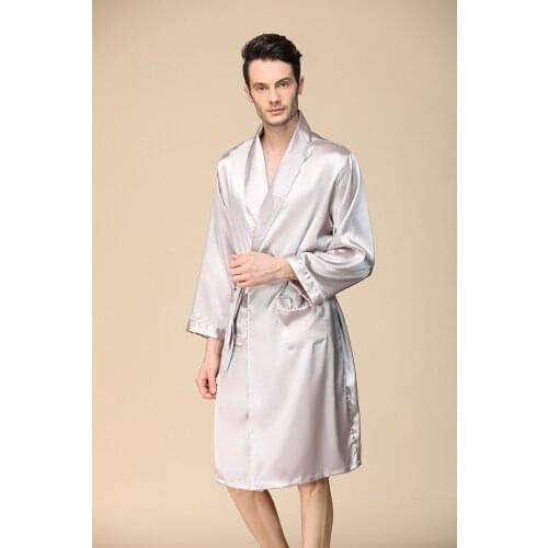 Loose Leisure Mens Rayon Satin Robe Gown Solid Color Kimono Bathrobe Casual Nightwear Sleepwear Pajamas Oversize 4XL 5XL