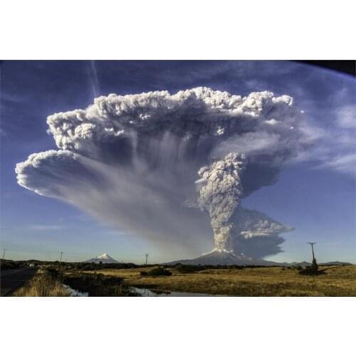 Calbuco Volcano volcanoes eruptions Chile fields roads lava mountains snowy peaks smoke 4 Sizes Silk Fabric Canvas Poster Print