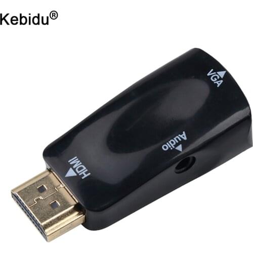 Kebidu Male to Female Adapter Converter Cable Support HD 1080P HDTV Adapter HDMI-compatible to VGA For PC Laptop