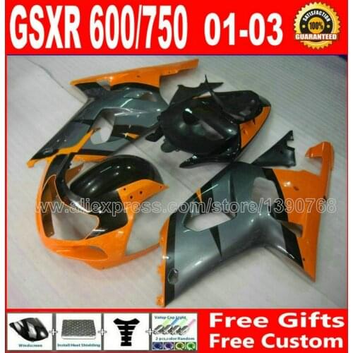 ABS plastic Injection mold fairing kit for orange black gray SUZUKI GSXR 600 750 K1 #UBK 2001-2003 GSX R600 R750 01 02 03 7 gift