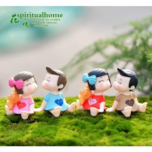 2pcs Butterfly couple potted miniature figurines couple micro landscape garden figures decoration DIY Landscaping Accessories