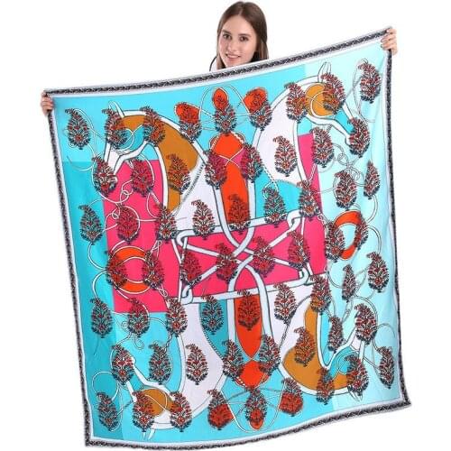 Fashion brand kalana Ladies Twill Silk Scarf Steering Horse Flying 130cm Large Square Scarf Fashion Shawl Scarf 2021New Fashion