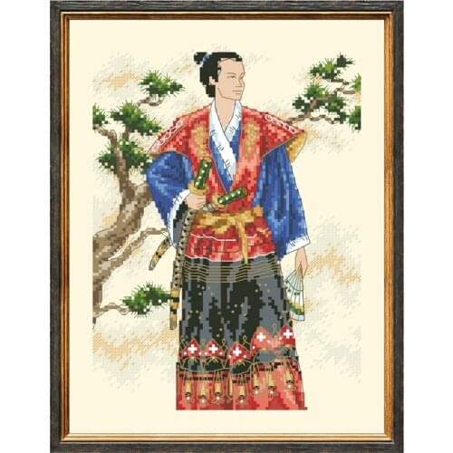 Japanese man cross stitch kits 18ct 14ct 11ct unprint white aida fabric cotton silk thread embroidery craft set