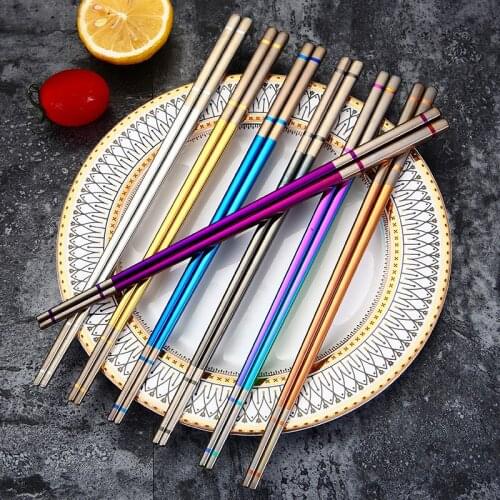 304 Stainless Steel Anti-Slip Anti-Scalding Chopsticks Creative Chinese Food Titanium Household Tableware