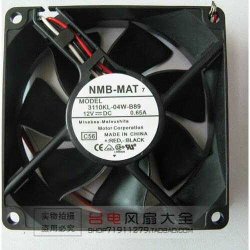 NMB-MAT 3110KL-04W-B89 C56 DC 12V 0.38A 3-Wire 80X80X25mm Server Cooling Fan
