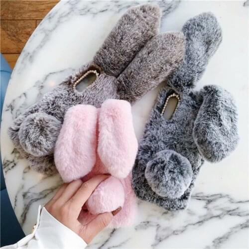 3D Rabbit Fur Case For Xiaomi Mi 8 SE Mi9 Pro 9T A2 Lite A3 Redmi 5A 6A 7A 8A Note 5 6 7 8 Pro 8T Warm Bling Fluffy Phone Cover