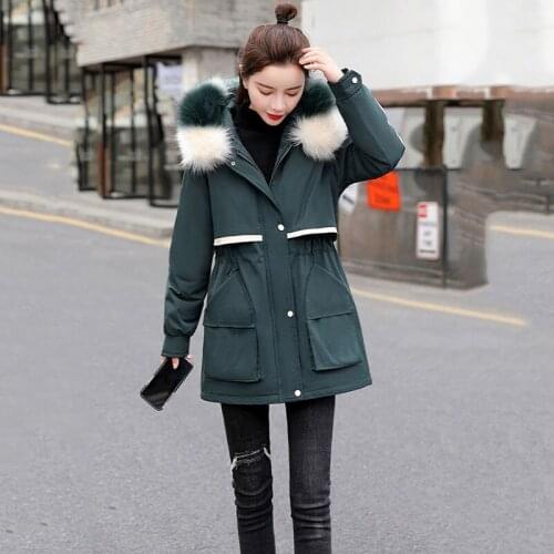 Pai overcome womens winter mid-length down padded jacket fashion big fur collar loose waist thick padded jacket