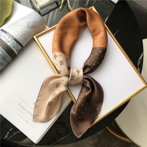 70*70cm Fashion Handkerchief Women Hair Scarf Silk Feeling Small Neck Scarfs Female Square Headband Print Bag Scarves For Ladies