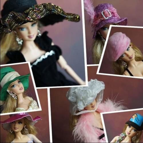 5pcs/lot Doll Hats Mix Different Styles Fashion Peaked Cap DIY Accessories For Barbie Kurhn Doll Gift Baby Toy