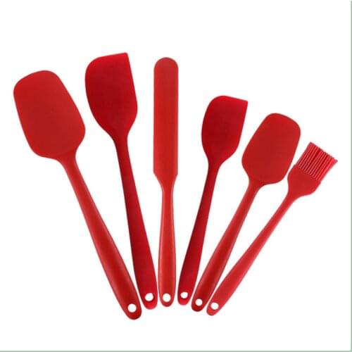 Cream Scraper Silica Gel 6-Piece Set Silicone Scraper One-Piece Cake Butter Knife Multi-Functional Baking Tool Kitchen Supplies