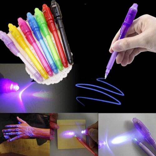 Luminous Light Pen Magic Purple 2 In 1 UV Black Light Combo Drawing Invisible Ink Pen Learning Education Toys For Child