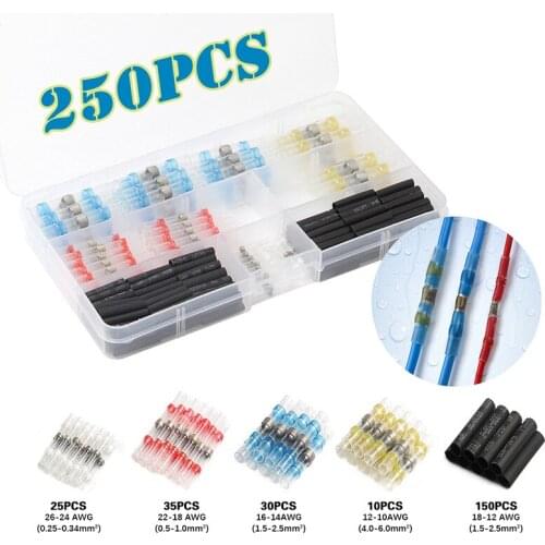 250PCS Heat Shrink Connectors Waterproof Solder Wire Connectors & Heat Shrink Butt Crimp Connectors - Electrical Connectors