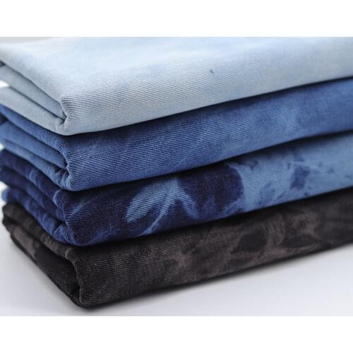 Thick Tie dyed After Washing Jeans Fabric 100%Cotton Eco-friendly Denim Fabrics For Sewing Pants Jackets Blazer Apparel Textiles