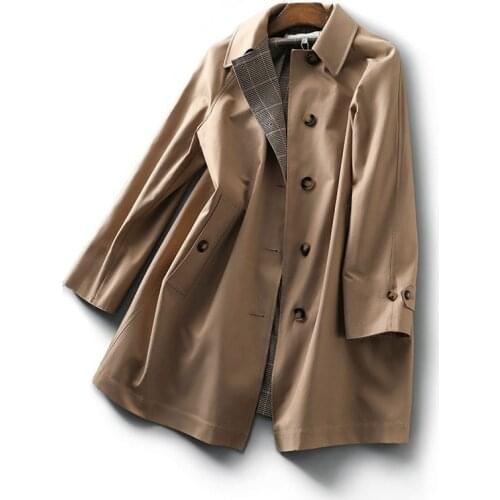 Mid-length trench coat chic women 2021 spring autumn new British style Outerwear casual casaco feminino Large size Overcoat