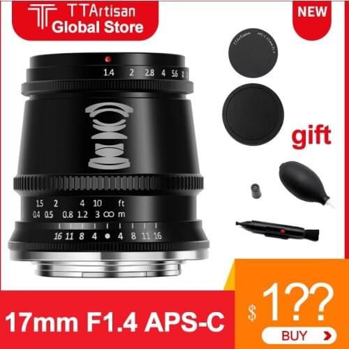 TTArtisan 17mm F1.4 APS-C MF Wide Angle Lens for Fujifilm X Canon M EF-M EOS-M Sony E M4/3 Mount Large Aperture Camera Lens