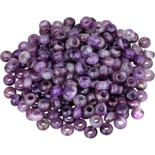 TUMBEELLUWA 1Lot (50Pc) Purple Crystal 6mm Big Hole European Beads Fit Charms Bracelet Making