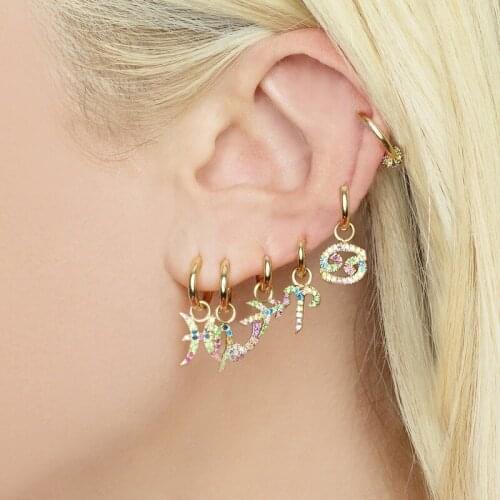 European and American Cross-border Hot Sale Earrings Color Twelve Constellations Pendants Ear Buckles Earrings Jewelry Sales