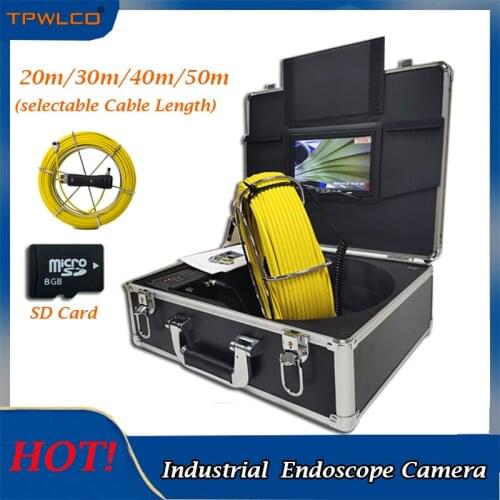 With DVR 7" Industrial Pipeline Endoscope Camera System With 12pcs LED Lights 20-50m 23mm Underwater Check Waterproof Camera