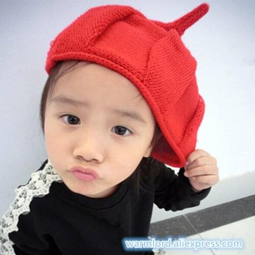 Kniting kids hat long tail peter pan cap elf hood baby knitted cap fairy dicer kids headgear child cute cap keep warm headwear