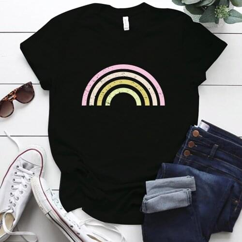Plus Size S-5XL New Rainbow Print TShirt Women Shirts O Neck Short Sleeve Summer Woman TShirt Tops Funny Harajuku Graphic Tee