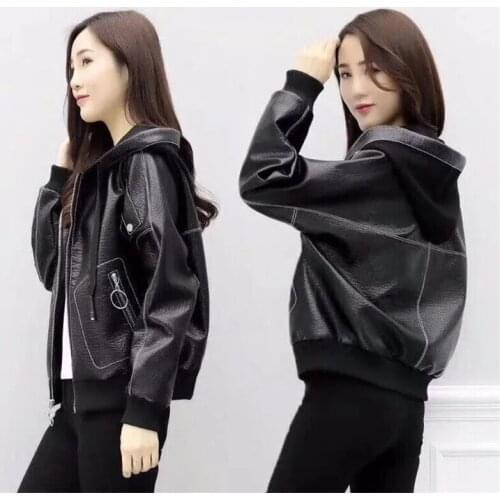 Female Jacket 2021 New Women Spring Autumn Winter Korean Version Of The Loose Short Section Plus Velvet Thick Women Leather Coat