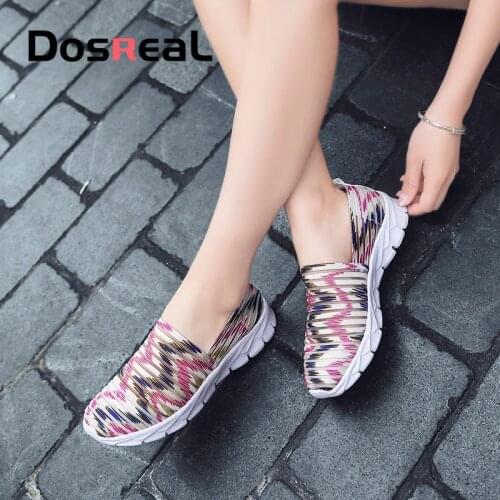 Dosreal Women Design Flats Shoes Flower Narrow Band Gingham Style Breathable Mesh Sneakers Shoes For Female Casual Loafers Shoes