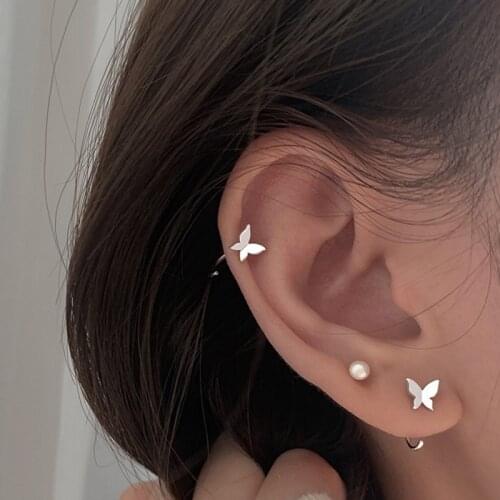 2021 Trendy Korean Mini Cute Butterfly Stud Earrings for Women Girls Silver Gold Teen Student Girl Small Earrings Jewelry