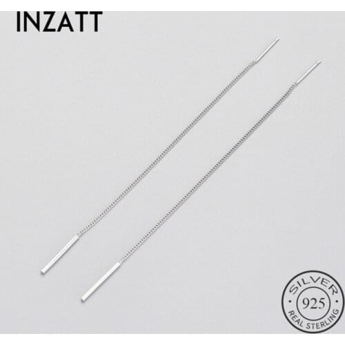 INZATT Minimalist Geometric Stick Bar Dangle Drop Earrings For Women long Tassel metal Chain Charm Silver 925 Fine Jewelry Gift