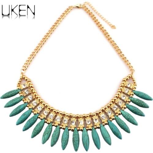 UKEN Fashion Jewelry Rhinestone Accessories Women Bohemia Chokers Necklaces Luxury Resin Collar Statement Necklace