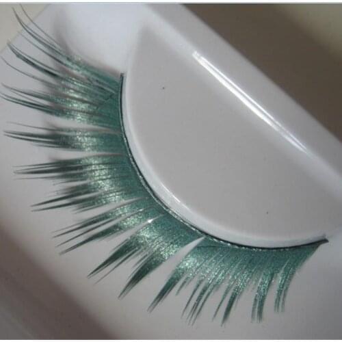 1 pairs green winged spray colorful false eyelashes masquerade exaggeration stage natural false eye lashes PC10
