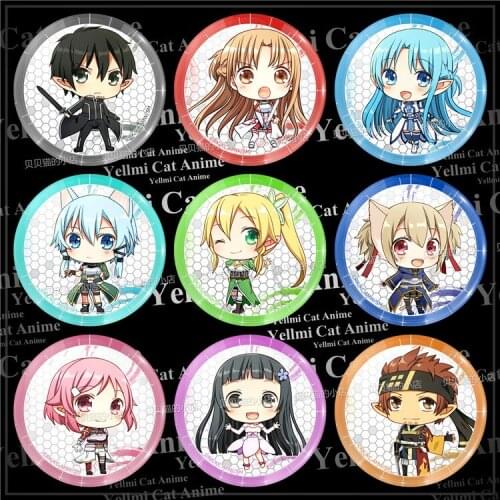 1pc 58mm Sword Art Online SAO Kirigaya Kazuto Asuna Badges Brooch