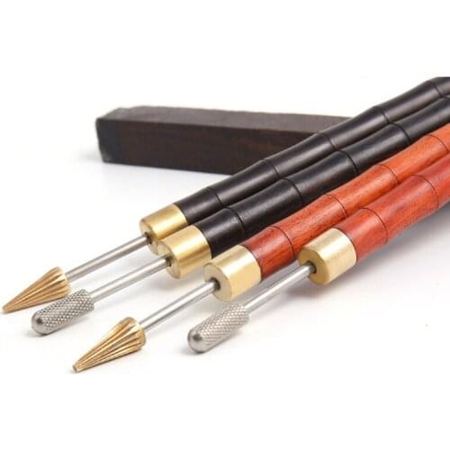 1Pcs DIY Leather Craft Edge Oil Treatment Tool Tip Roller Pen Wallet Edge Leather Oil Painting Accessories Tool Sandalwood handl