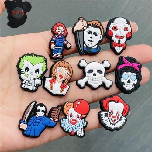 10PCS PVC Cartoon Fridge Magnets Clown Skull Killer Girl Knives Refrigerator Magnetic Sticker Halloween Gifts Children Gifts