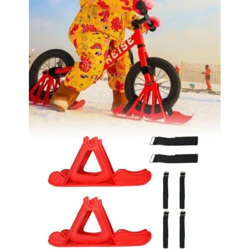 2PCS 12-Inch Balance Bike Ski Sled Winter Outdoor Sports Supplies Ski Board Children Bicycle Wheels Mount Skiing Snowboard