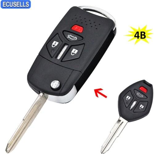 3+1/4 Button Flip Remote Car Key Shell Case Uncut Blade Right Groove for Mitsubishi Eclipse Lancer Galant Outlander Endeavor
