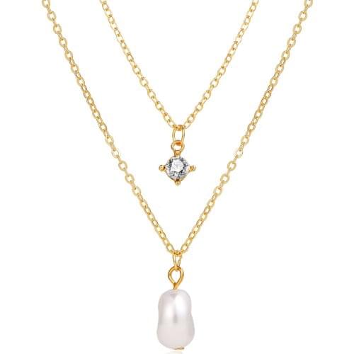 52786 new clavicle chain with diamond pearl and gold thread