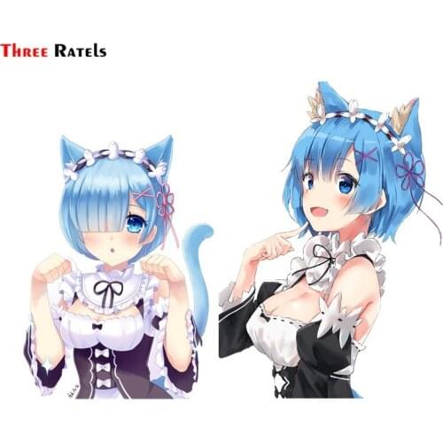 Three Ratels FC706 kitty neko rem re zero anime girl car Stickers notebook decal