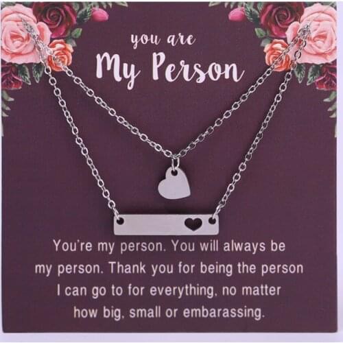 You are my Person Heart Compass Pendant Necklaces Mom Sister Chain Women Men Unisex Fashion Jewelry Christmas Gift Drop Shipping